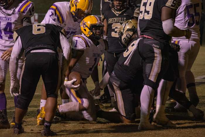 Murrell getting up after a run during the 2019 Alabama State Playoffs.